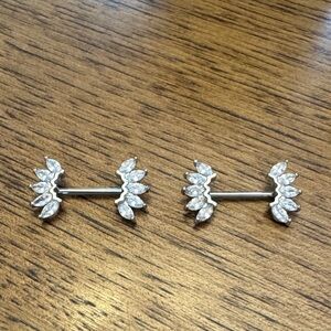 Elegant Silver Crystal Barbell Earrings